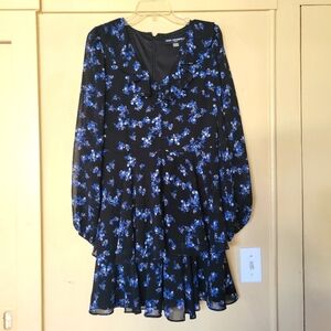 KARL LAGERFELD PARIS Ruffle Trim Tiered Dress